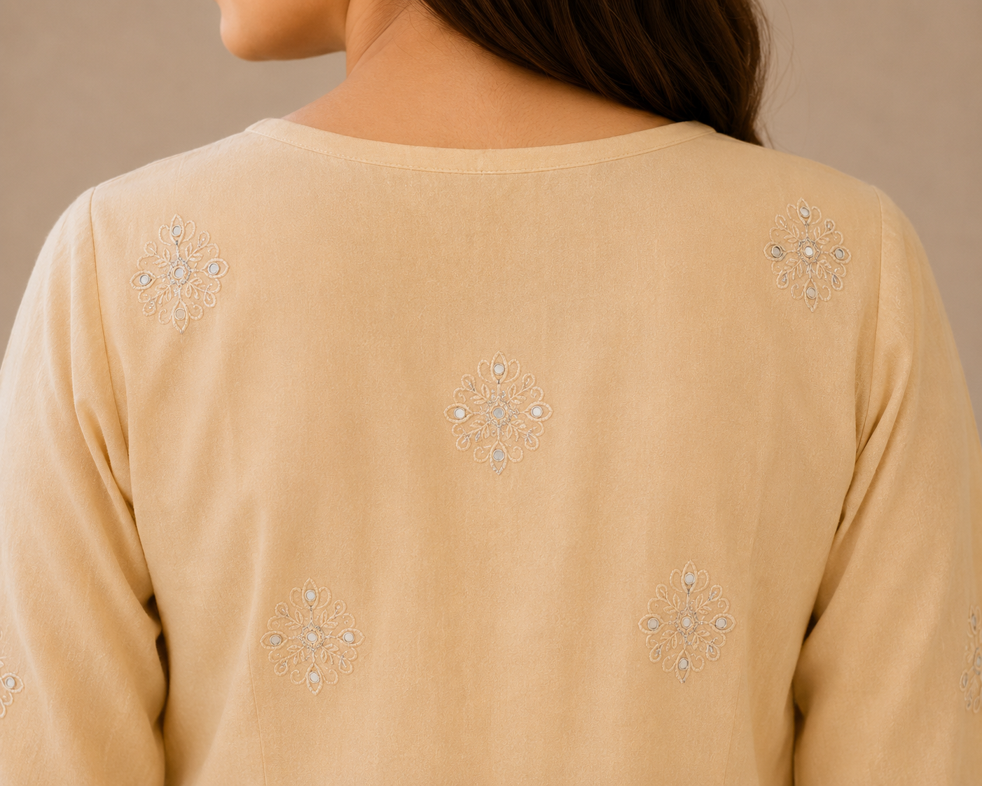 Cotton Chikankari Short Kurti – Orange Mirror