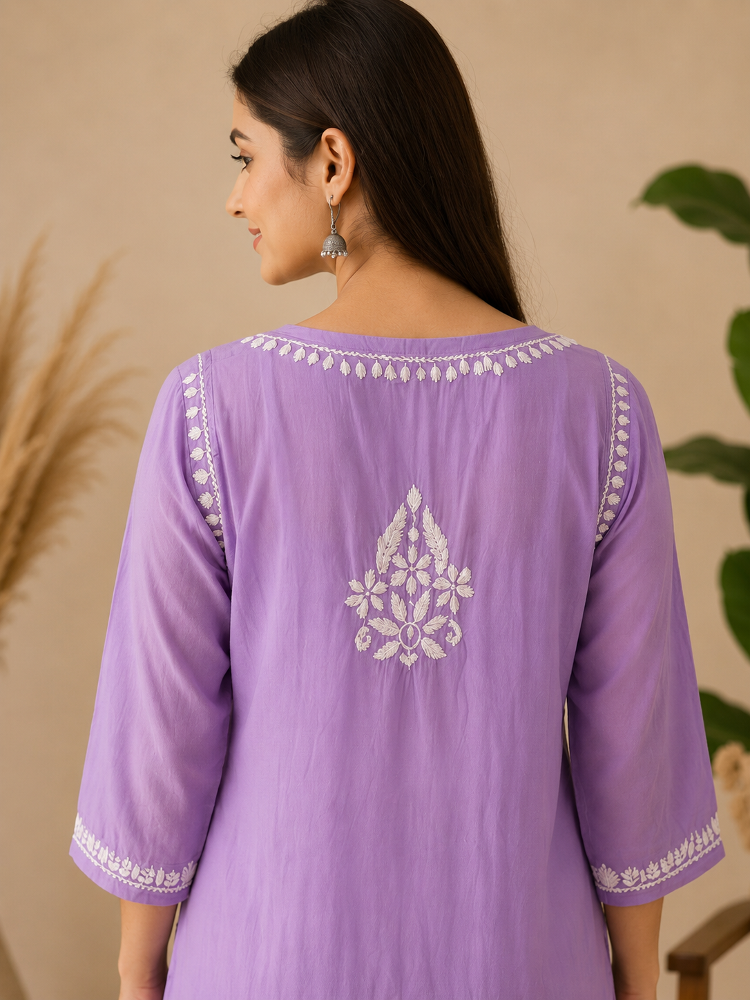 Rayon Chikankari Kurti – Purple