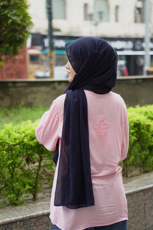 Baby Pink Embroidered Modal Shirt Adab e Libas