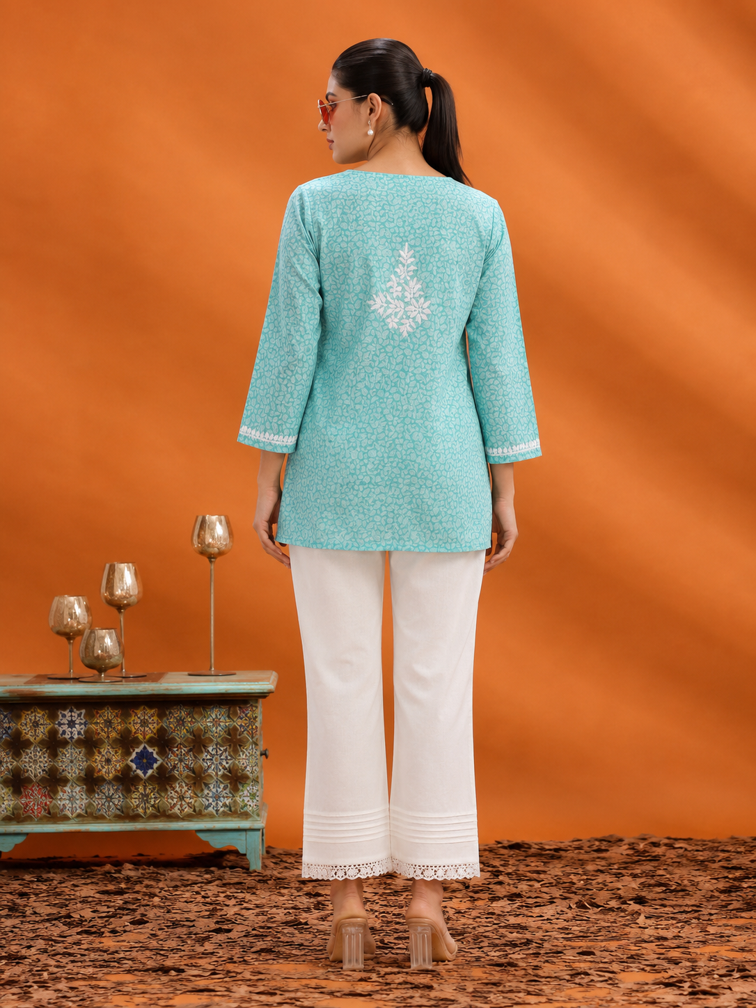 Brasso Chikankari Short Kurta - Mint Green Adab e Libas