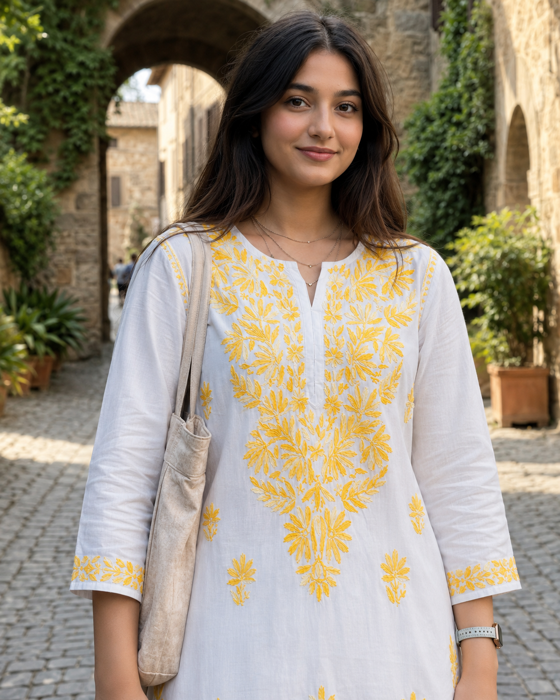REYON Chikankari Kurta Set - YELLOW Adab e Libas