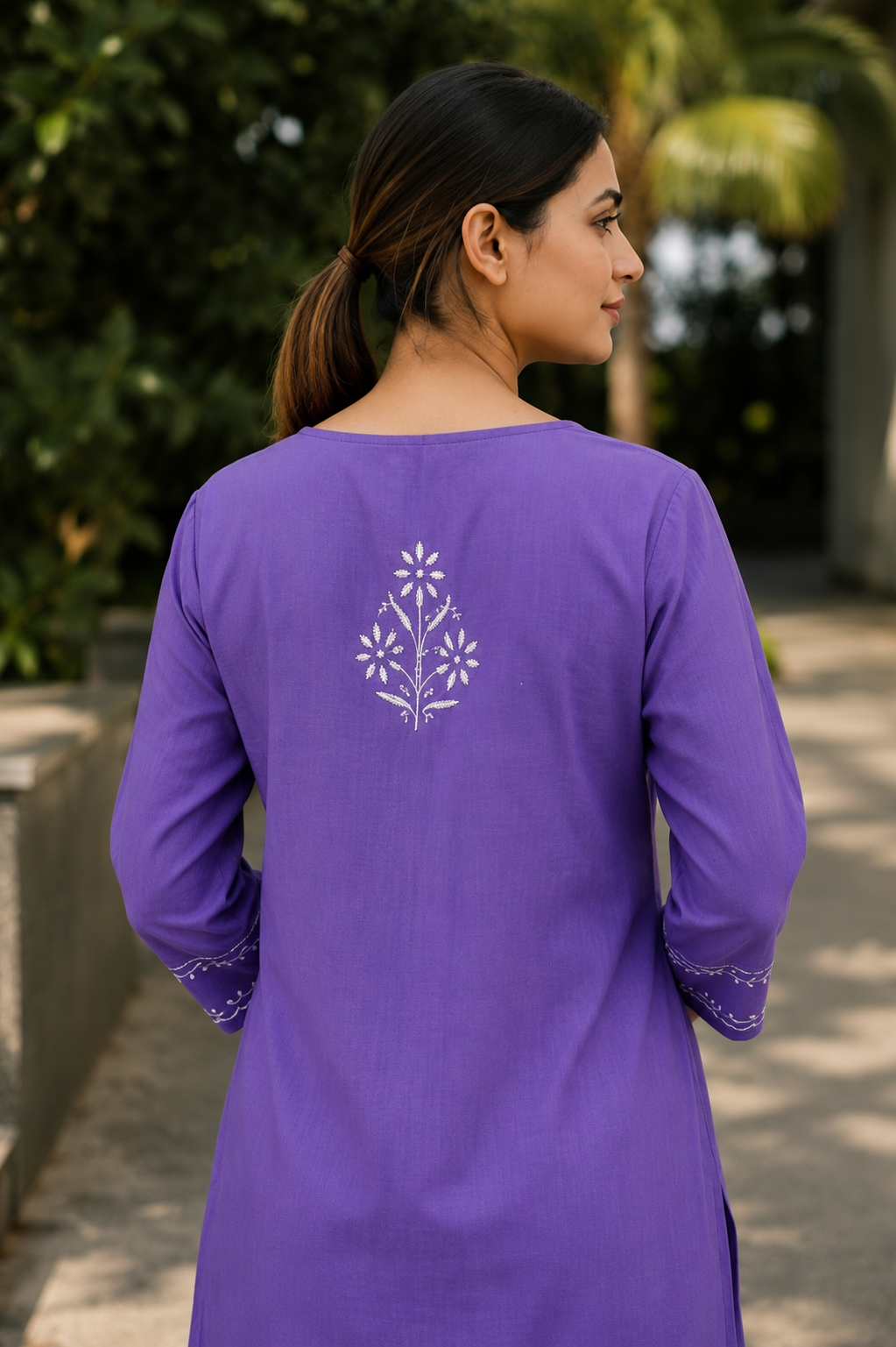 Purple Chikankari Cotton Long Kurta Adab e Libas