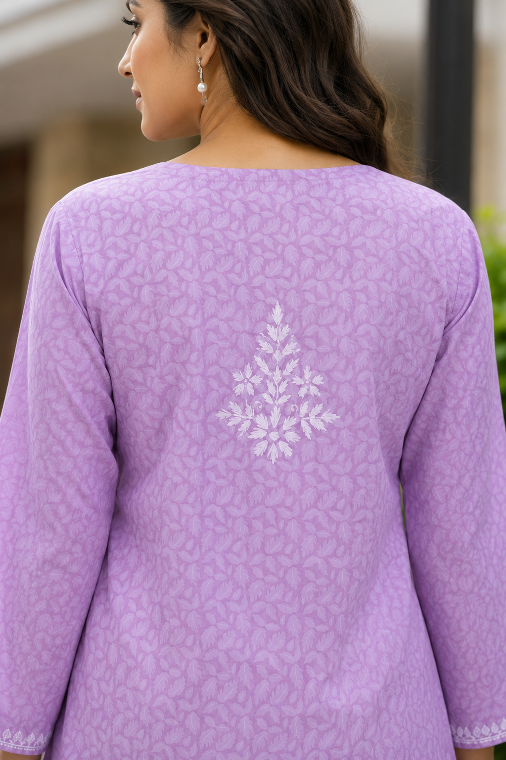 Brasso Chikankari Short Kurta - Lilac Adab e Libas