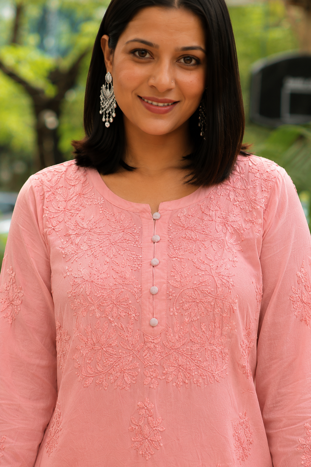 Blush Pink Chikankari Muslin Co-ord Set Adab e Libas