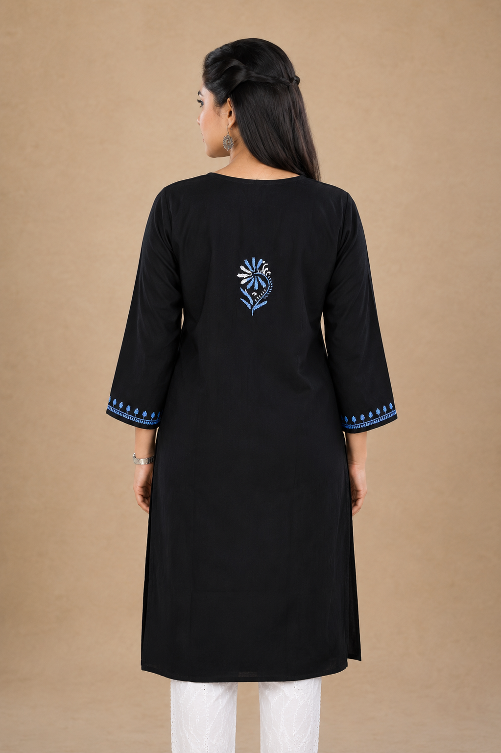 Rayon Chikankari Long Kurta - Blue Adab e Libas