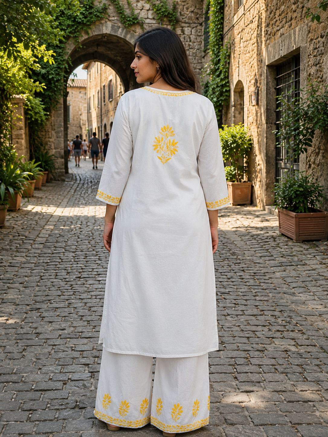 REYON Chikankari Kurta Set - YELLOW Adab e Libas