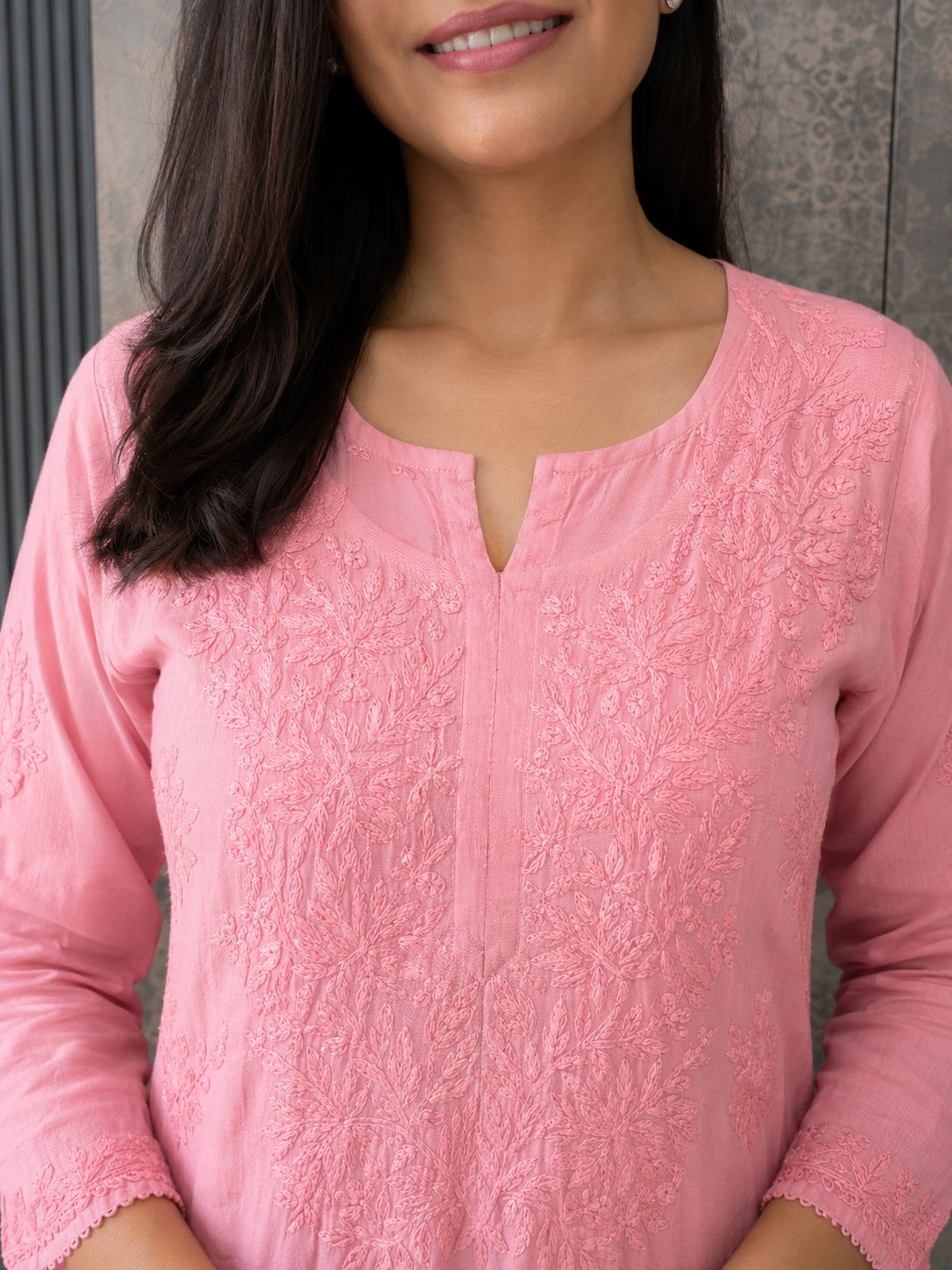 Blush Pink Chikankari Muslin Co-ord Set Adab e Libas