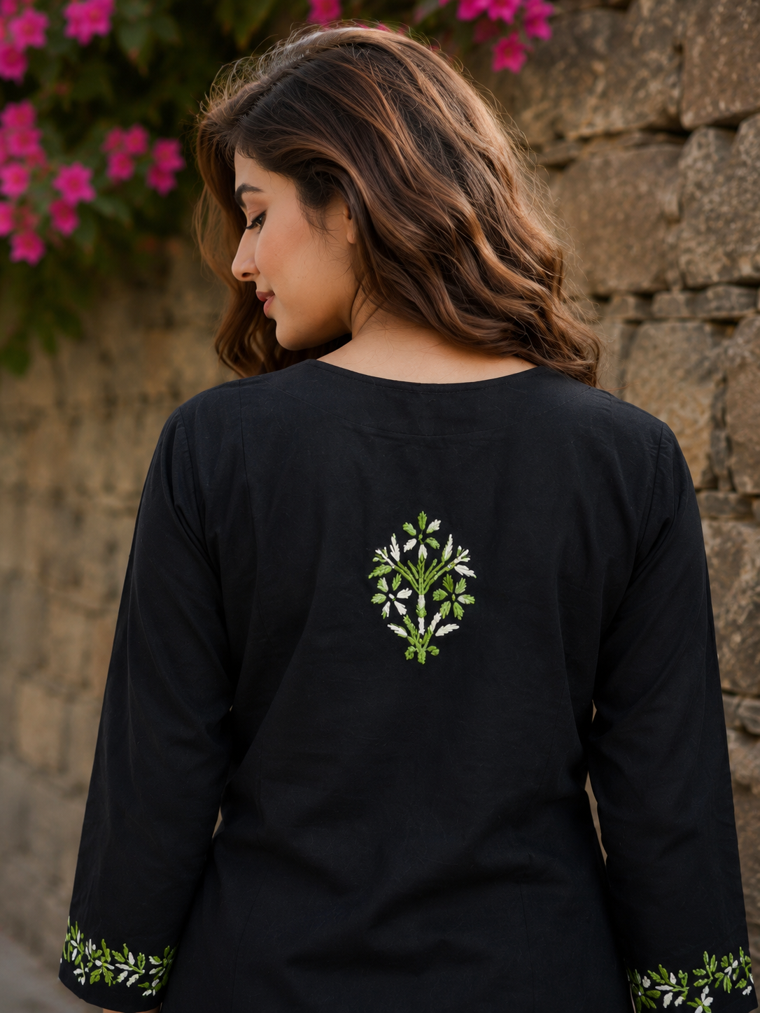 Cotton Chikankari Kurta Set – Green Adab e Libas