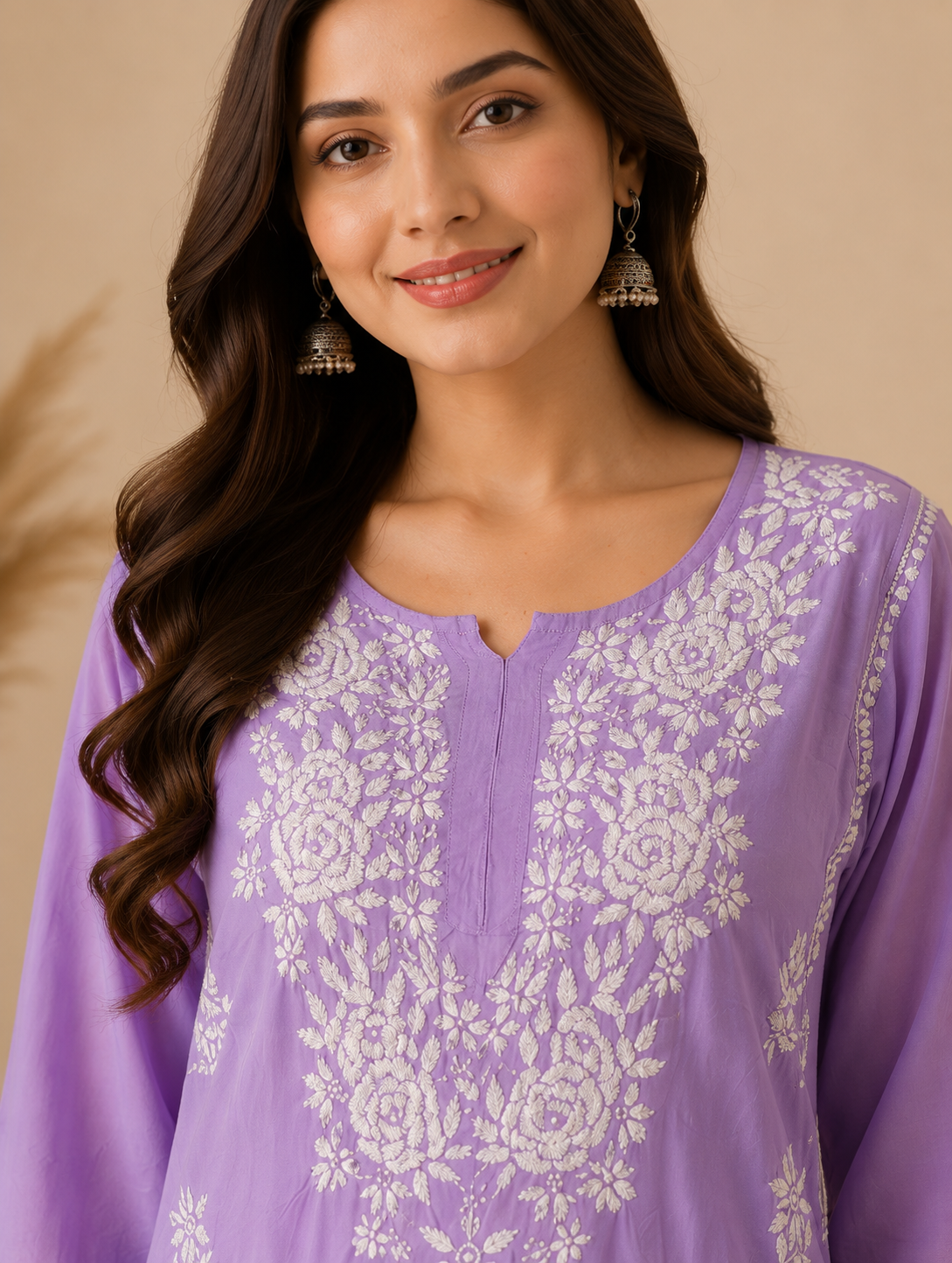 Rayon Chikankari Kurti – Purple