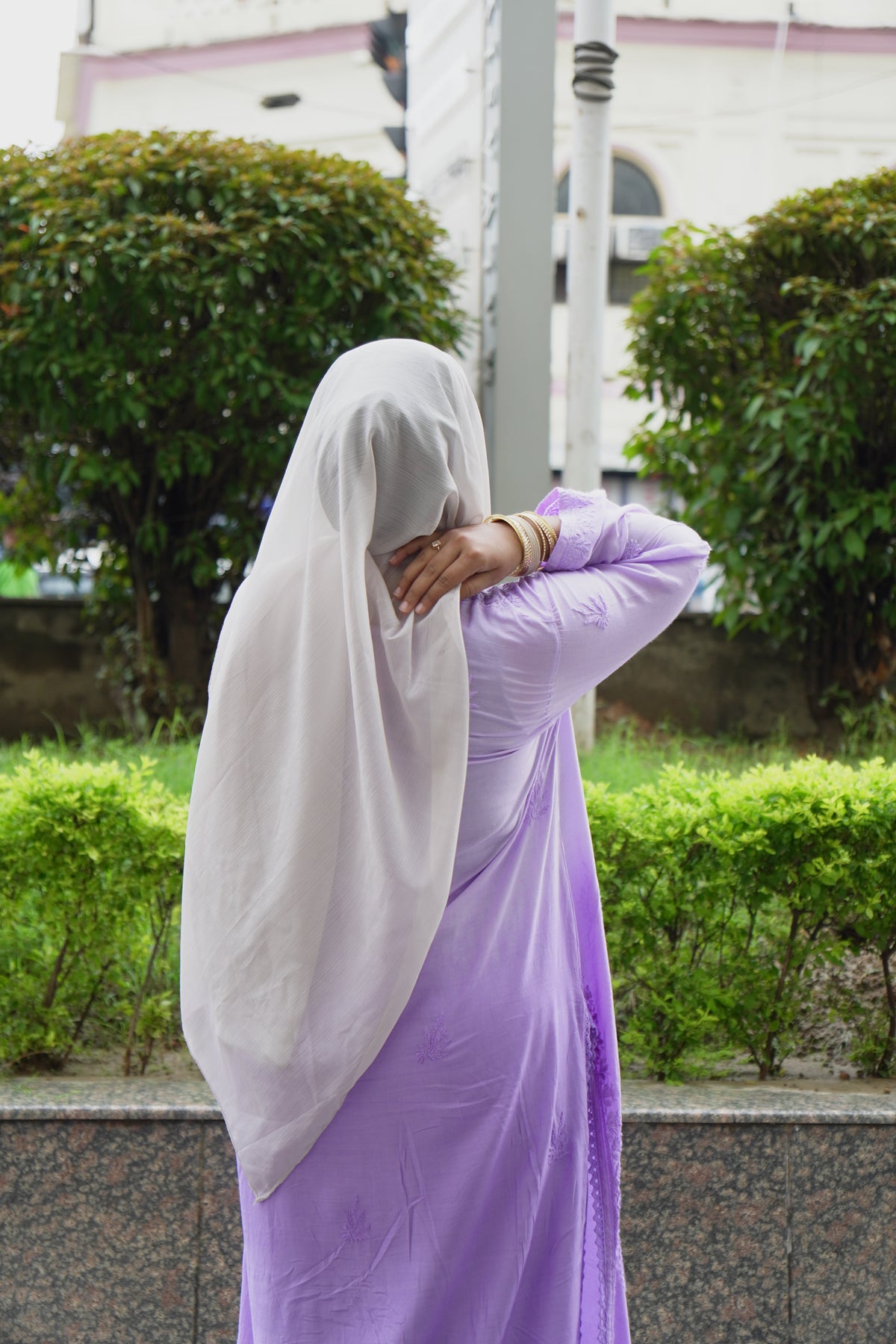 Lavender Chikankari Cotton Lace Kurta Adab e Libas