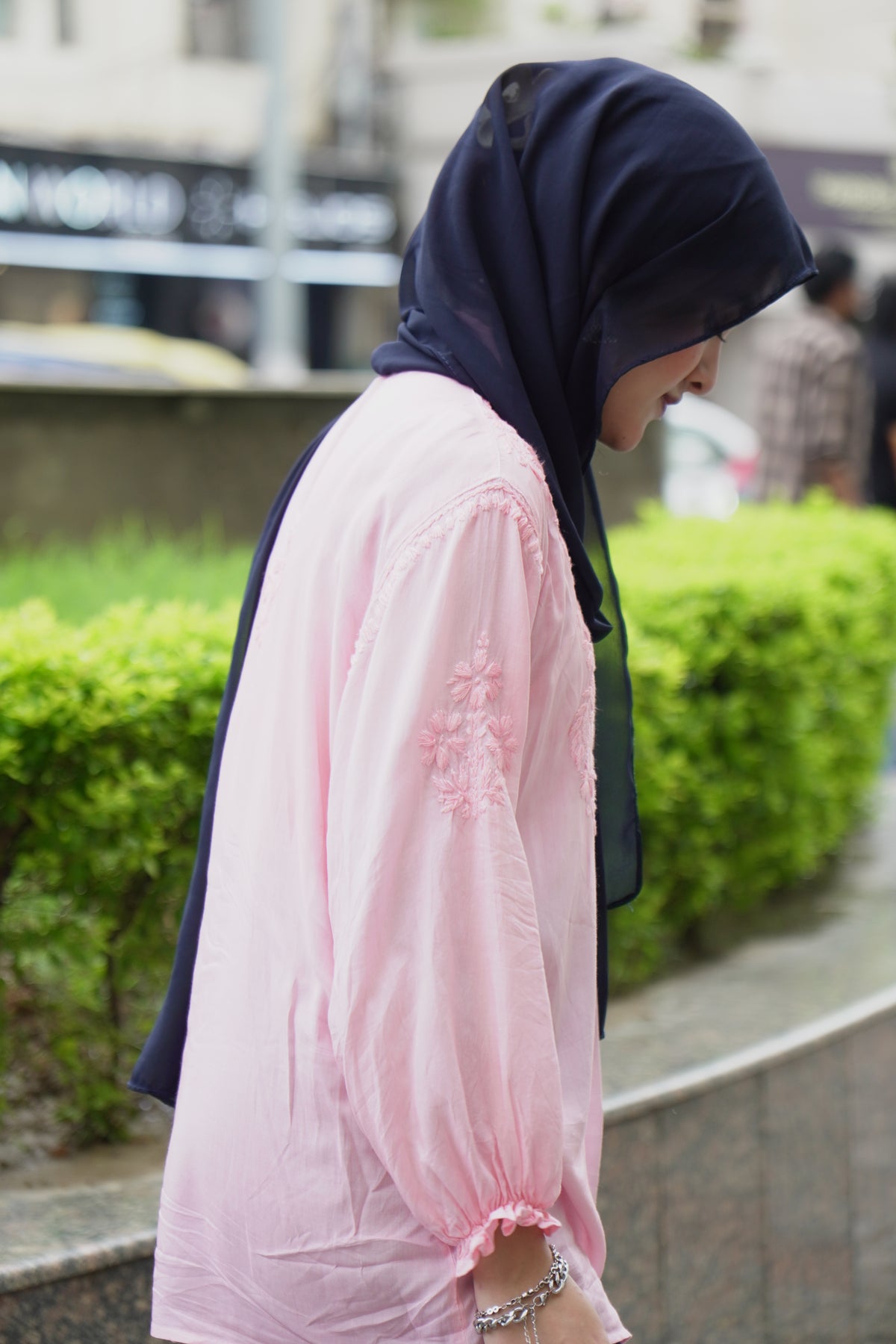 Baby Pink Embroidered Modal Shirt Adab e Libas