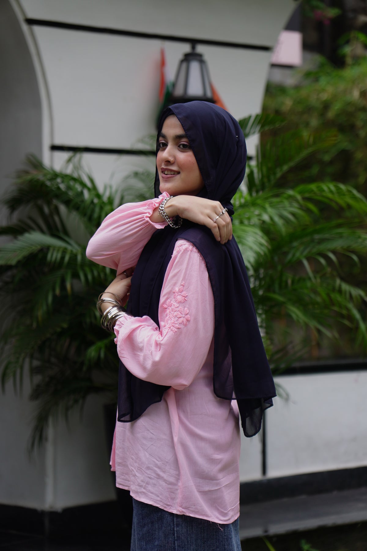 Baby Pink Embroidered Modal Shirt Adab e Libas