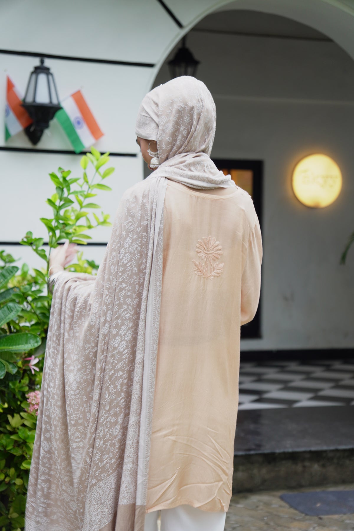 Peach Chikankari Muslin Short Kurta Adab e Libas