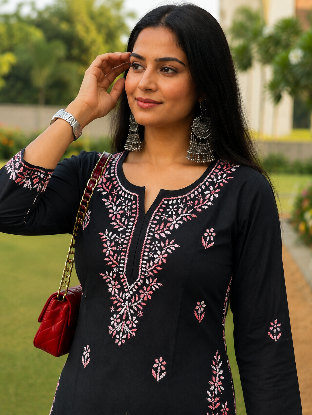 Cotton Chikankari Kurta Set – Pink Adab e Libas