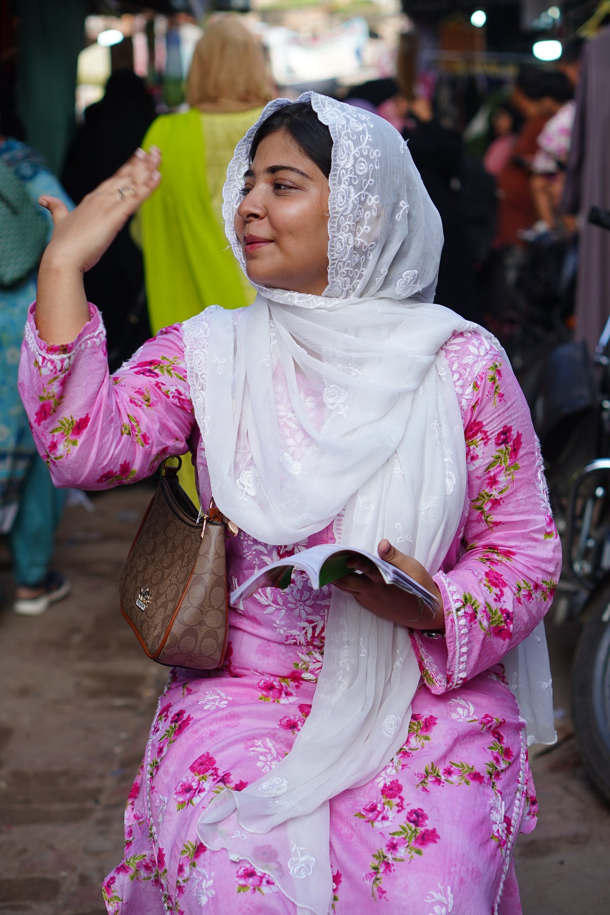 Pink Floral Mal Printed Cotton Long Kurta Adab e Libas