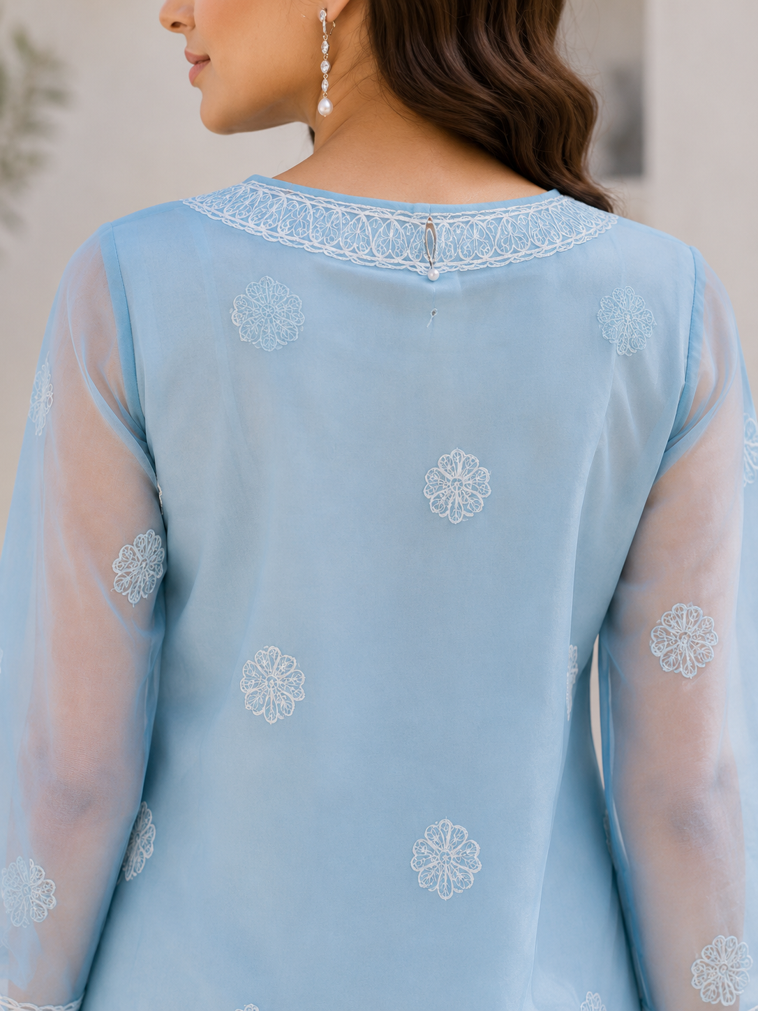 Georgette Chikankari Kurti – Blue